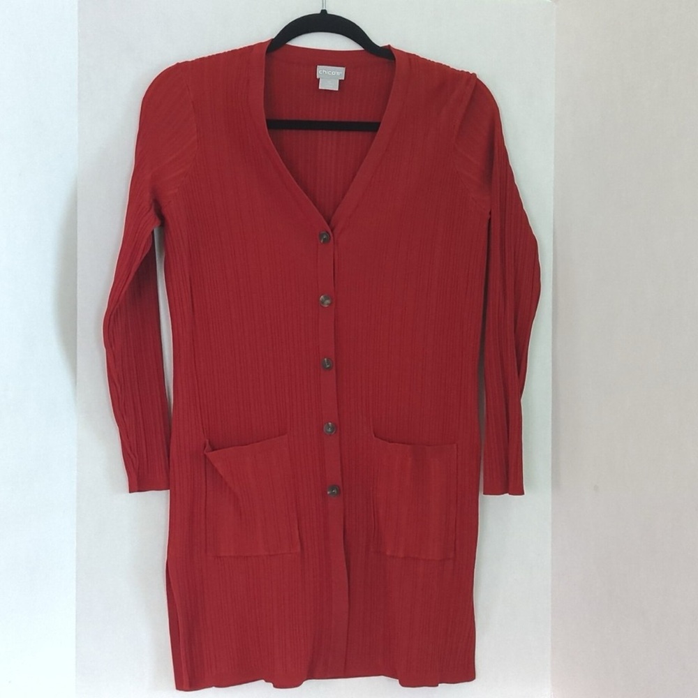 Chico's Vibrant  Spiced Red Cardigan Sweater